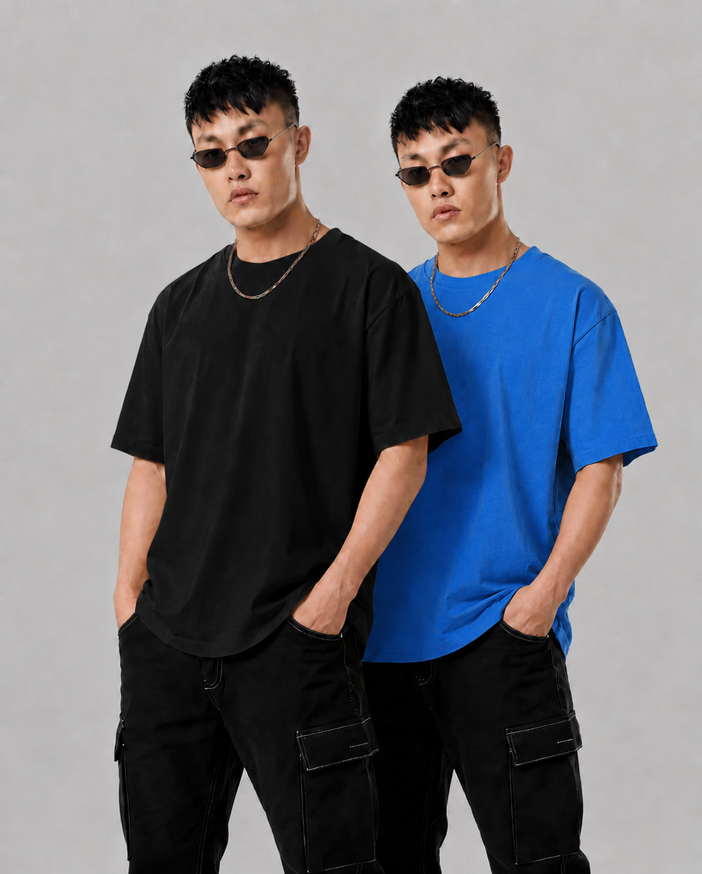 Pack of 2 Solid Tshirt- Blue & Black