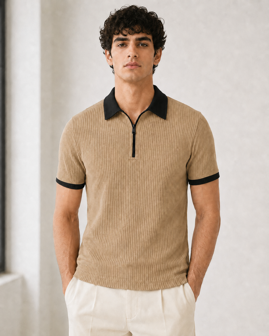 Pack of 2 Polo (Grey_Zipper & Beige_Black)