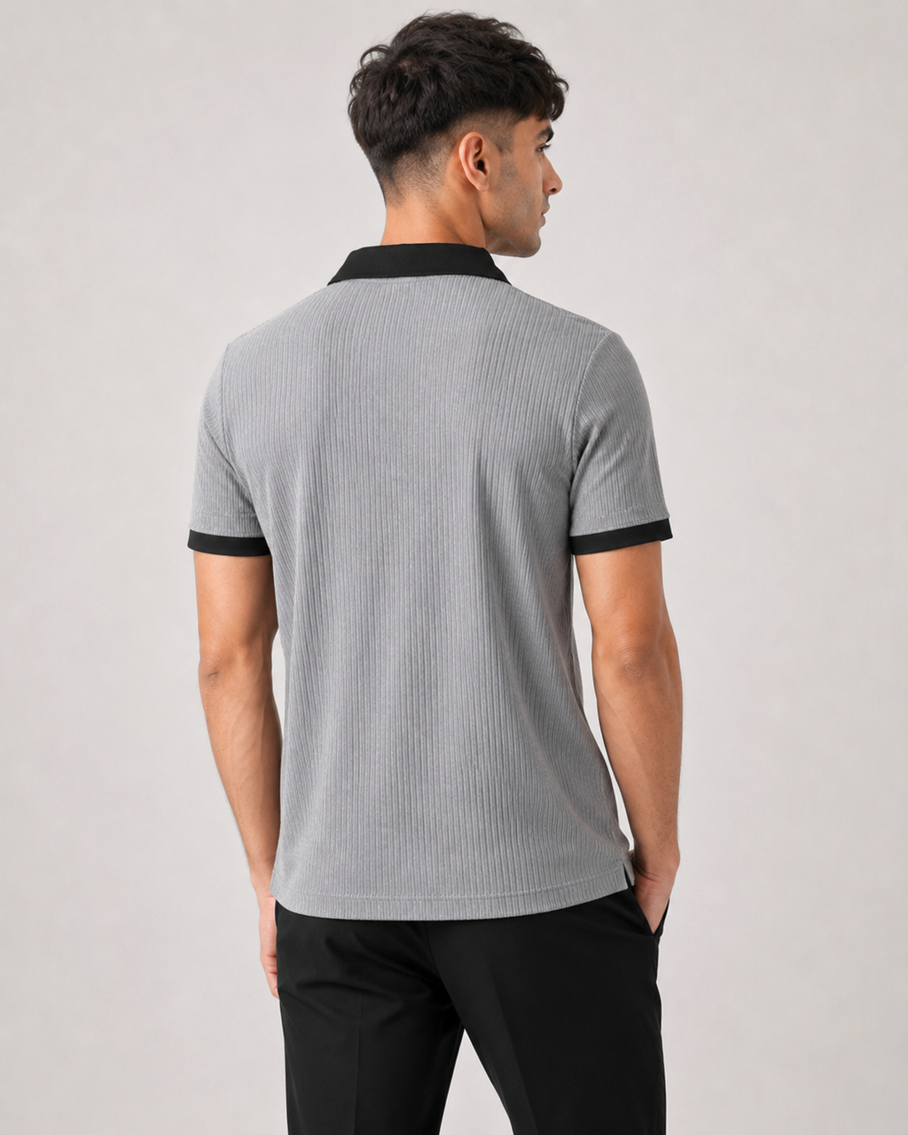 Grey Black Collar Polo tshirt for Men