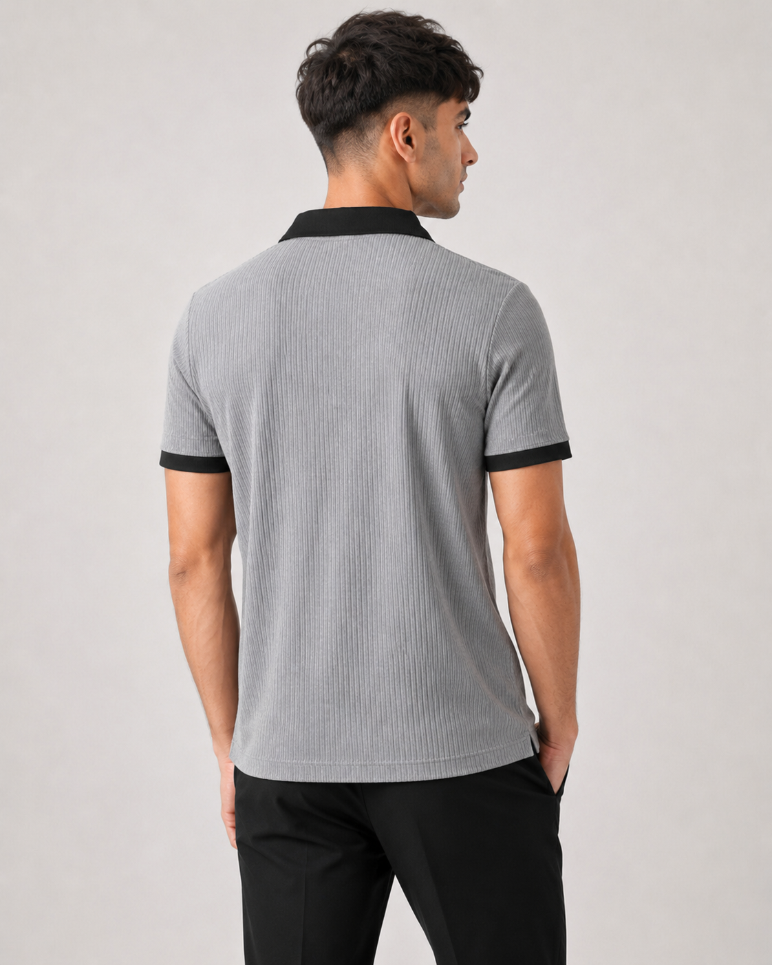 Grey Black Collar Polo tshirt for Men
