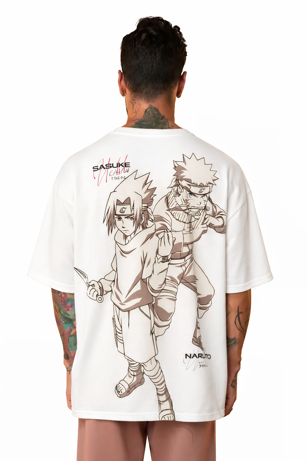 Crazybee < Backprint T-shirt - Sasuke (white)