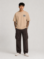 CRAZYBE E <> BEIGE-SMILE FACE T-SHIRT