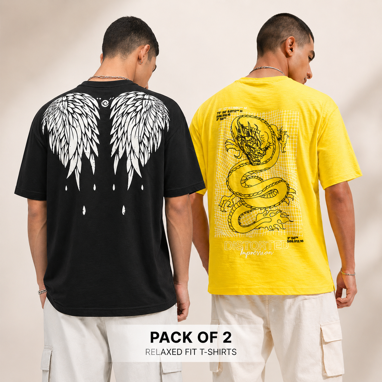 CRAZYBEE <> Pack Of 2 {Blk_WingsOfFreedom & Yel_Dragon}