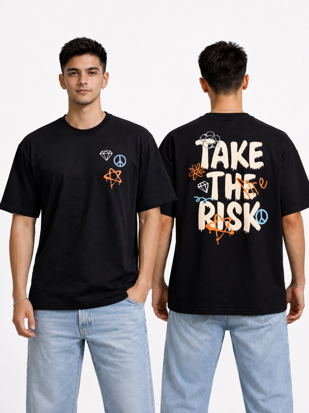 Pack of 2 Tshirt- Head Bear & Take Risk