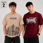Pack of 2 Tshirt - Beig_Ground & Mar_California -Deal