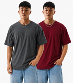Pack of 2 solid Tshirt (Maroon & Grey)