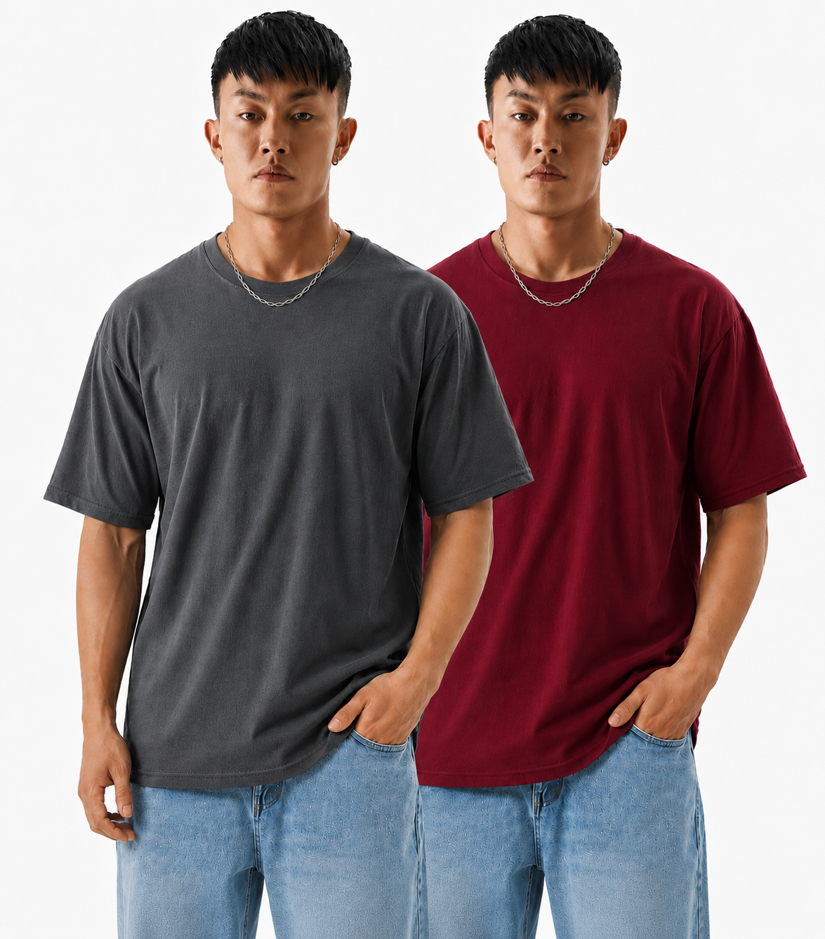 Pack of 2 solid Tshirt (Maroon & Grey)