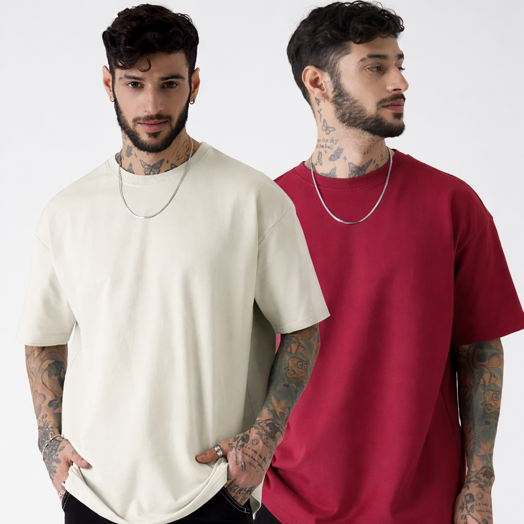 Pack of 2 Off White, Maroon, Black t-shirts combo for men - MavinClub