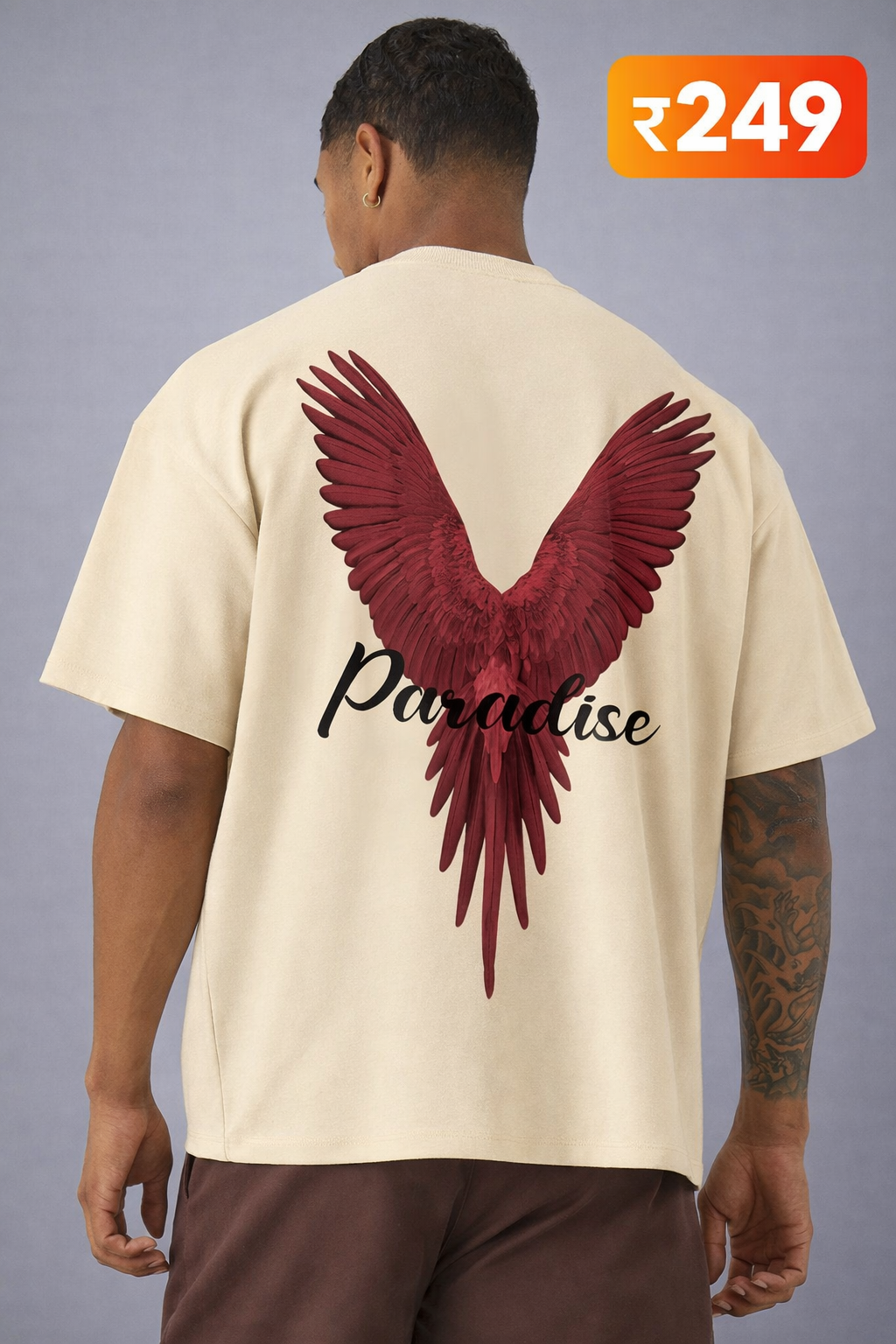 Crazybee  Cotton Tshirt- Beige Paradise