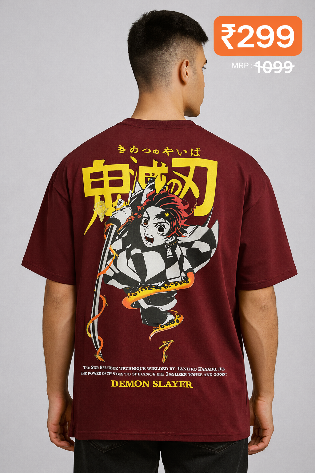 CrazyBee Cotton T-shirt <> Demon Slayer Maroon