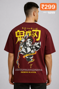 CrazyBee Cotton T-shirt <> Demon Slayer Maroon
