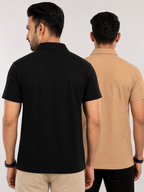 Pack of 2 Textured Collar - Popcorn Blk & Diamd Self Beige