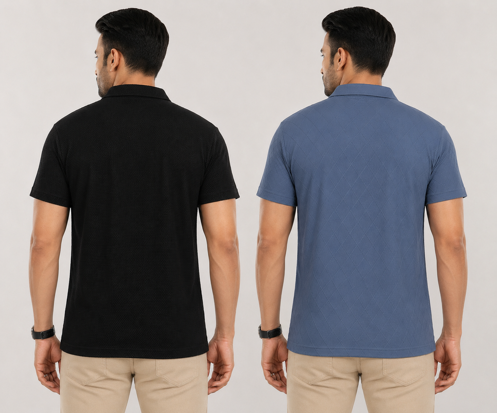 Packof 2 Textured Collar -- Popcorn Blk & Diamd Self Blue