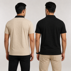 Pack of 2 polo (Citizen Offwhite Contrast & Black Popcorn) - Deal