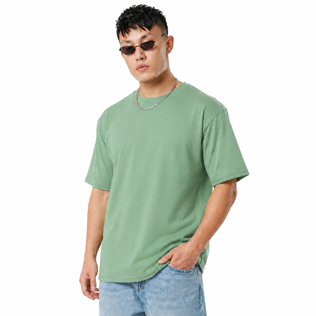 Pack of 2 Solid Tshirt (Pista + Black)