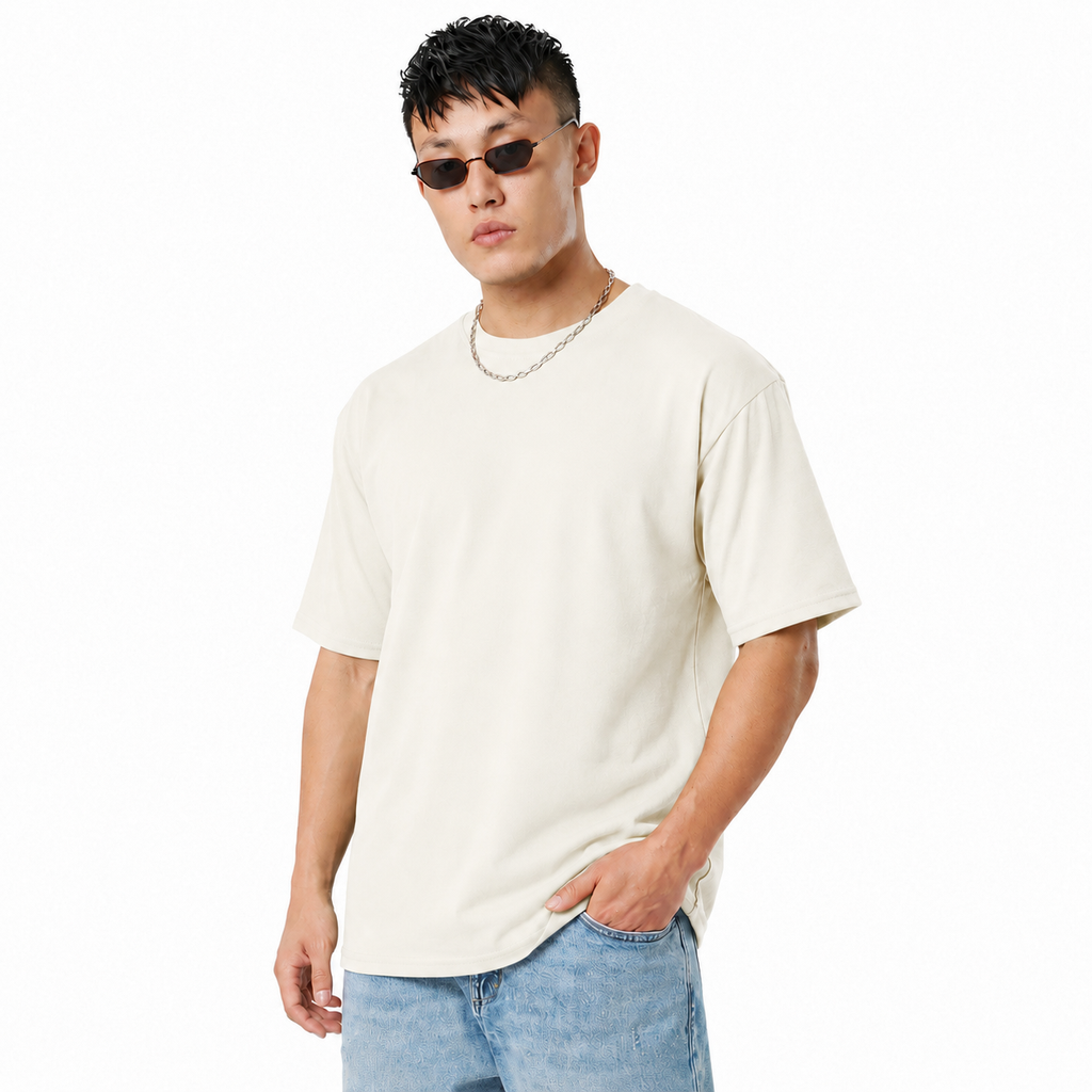 Pack of 2 Solid Tshirt  (Off white & Pista)