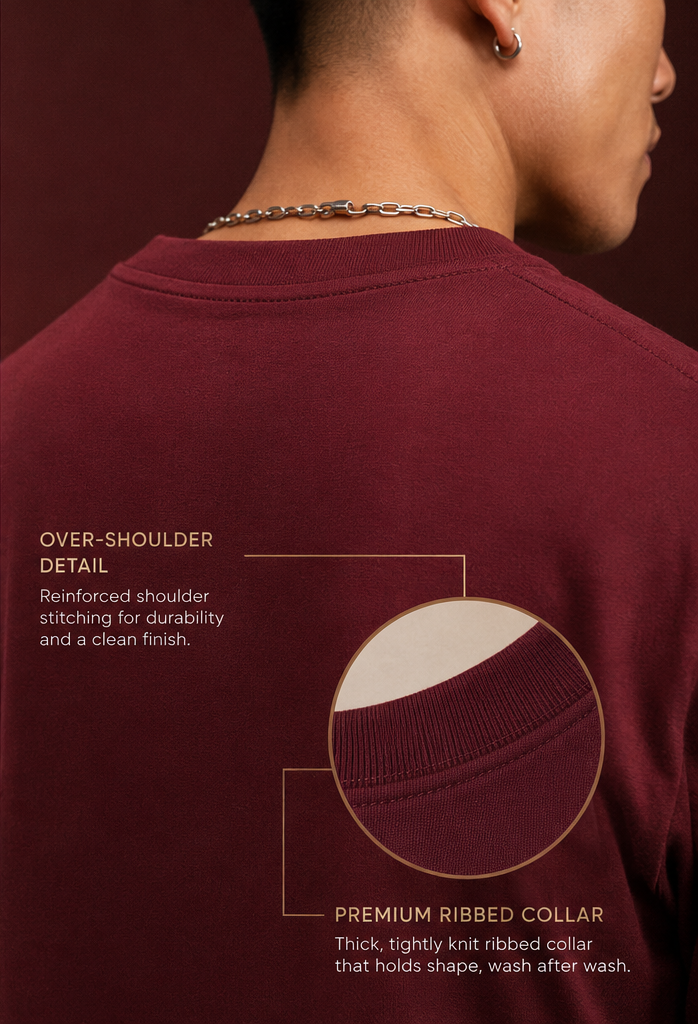 Pack of 2 plain tshirt (Off white & Maroon)