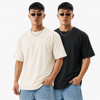 Pack of 2 Plain Tshirt (Off white & Black)