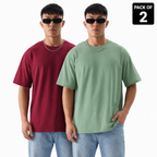 Pack of 2 solid t-shirt (Pista & Maroon)