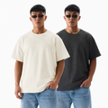 Pack of 2 Solid Tshirts (Grey & Off-White)