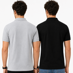 Pack Of 2 Polo -- (Black & Light_Grey)