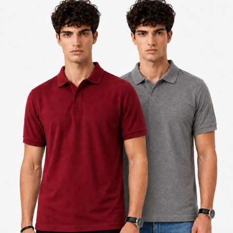Pack Of 2 Polo Tshirts (Maroon & Dark Grey)