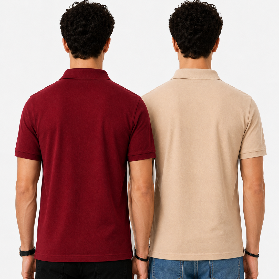 Pack of 2 Polo Tshirts (Beige & Maroon)