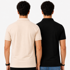 Pack of 2 Polo Tshirt- (Black & Off White)