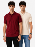 Pack of 2 Polo Tshirt (Maroon & OffWhite)