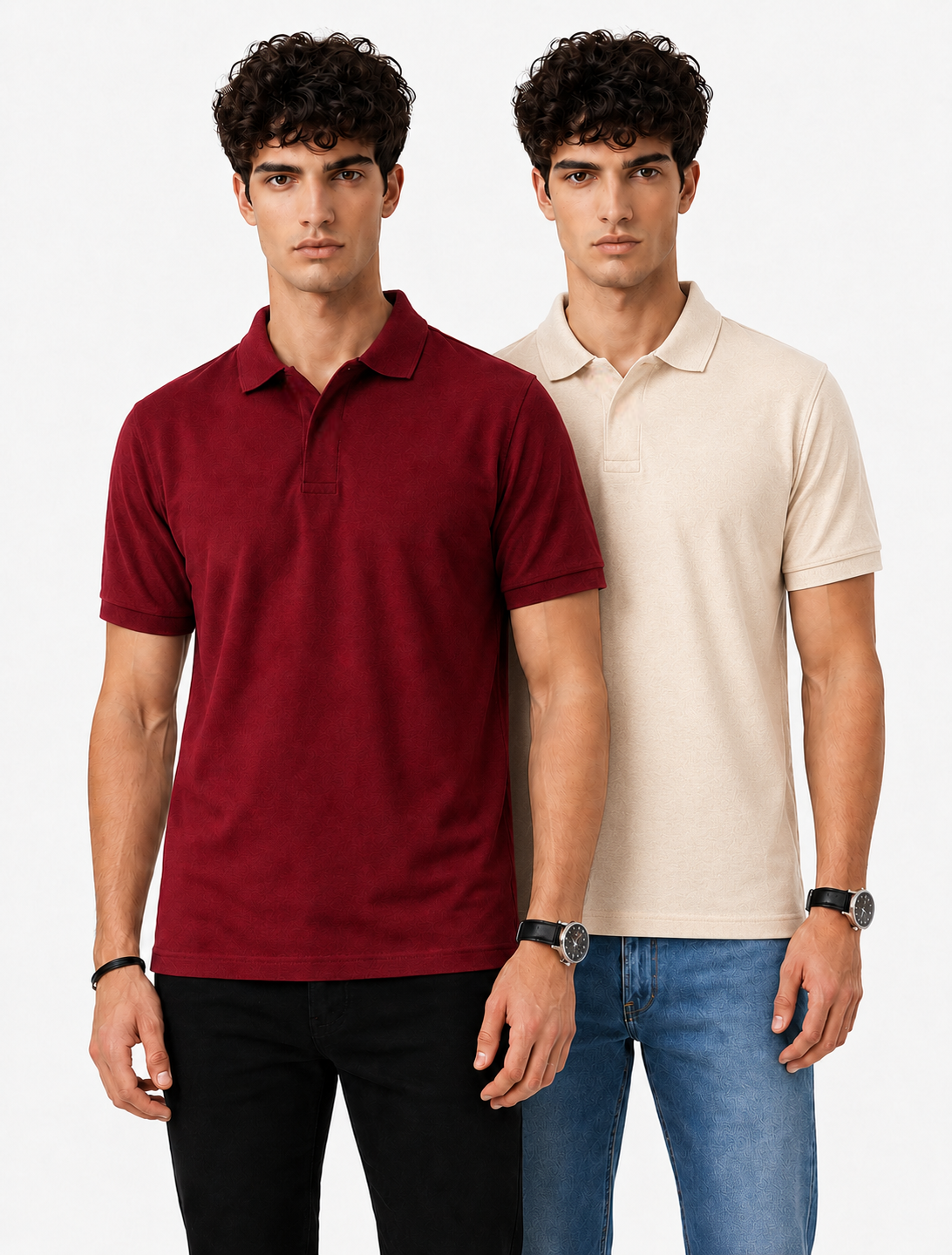Pack of 2 Polo Tshirt (Maroon & OffWhite)