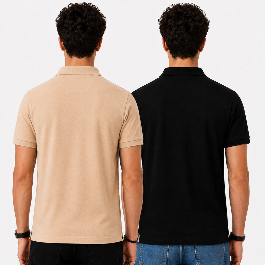 Pack of 2 Polo --  (Beige & Black)