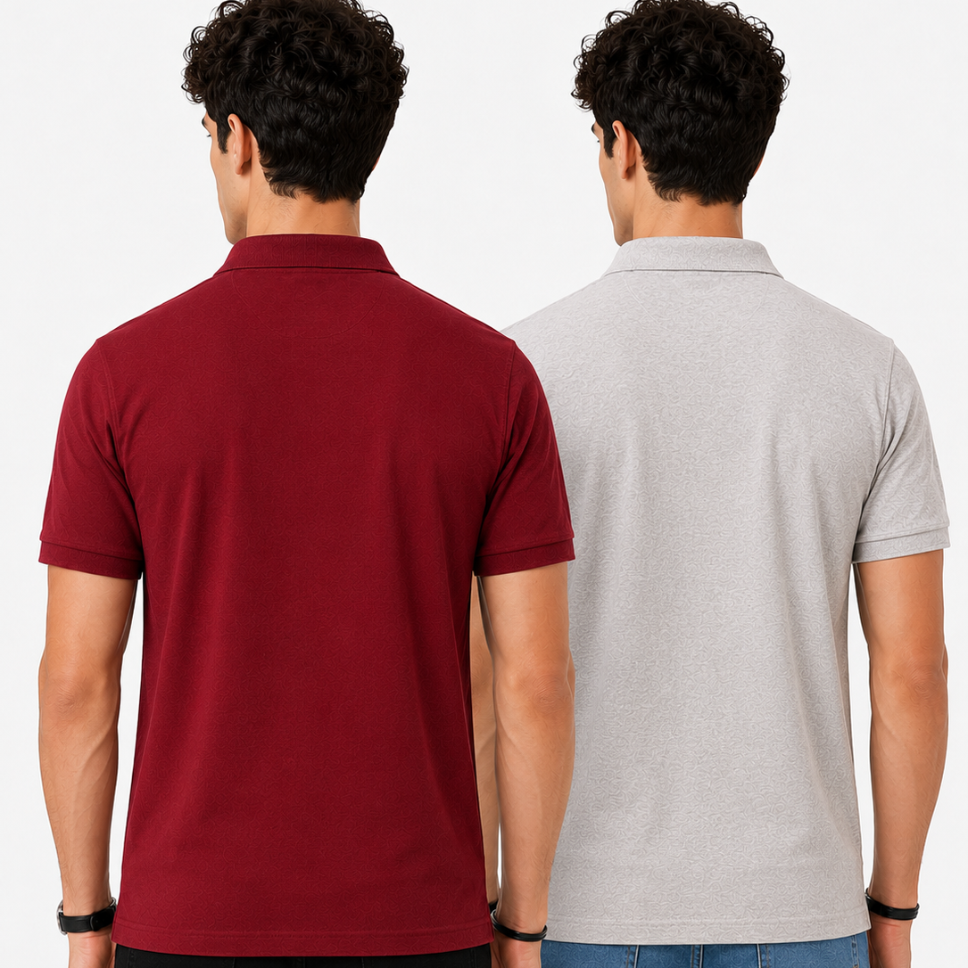 Pack of 2 Polo-- (Maroon & Light Grey)