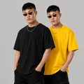 Pack of 2 solid tshirt (Yellow & Black)
