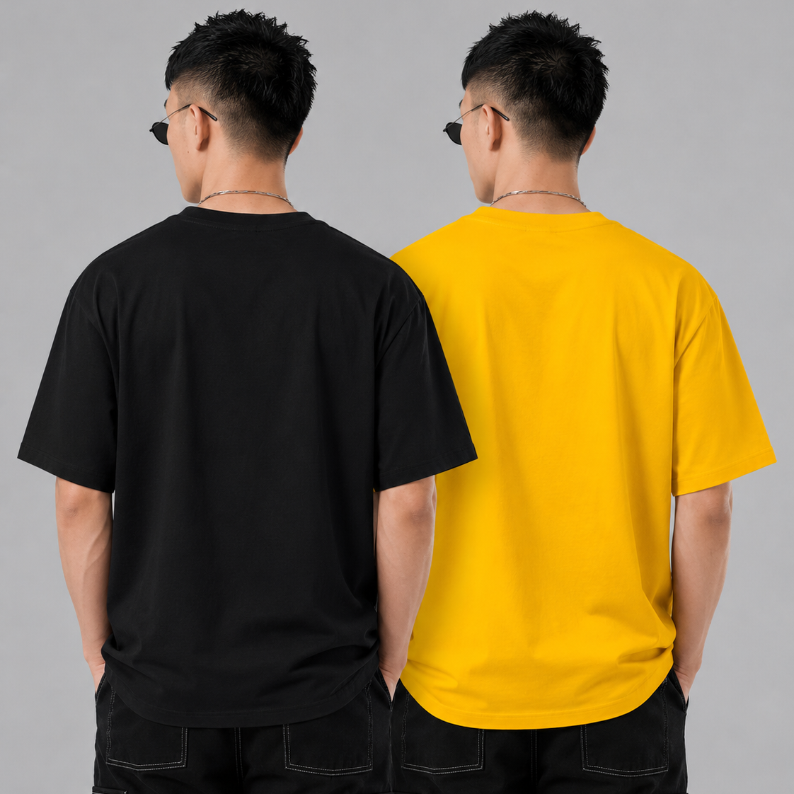 Pack of 2 solid tshirt (Yellow & Black)