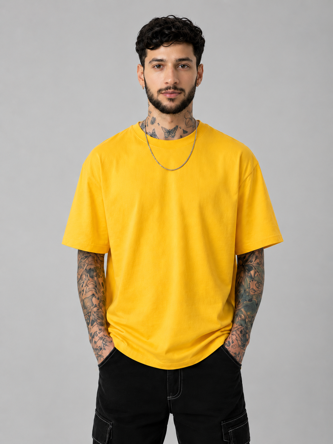 Pack of 2 Solid Tshirt  (Yellow & Red)