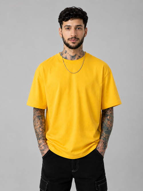 Pack of 2 Plain Tshirt  (Yellow & Red)