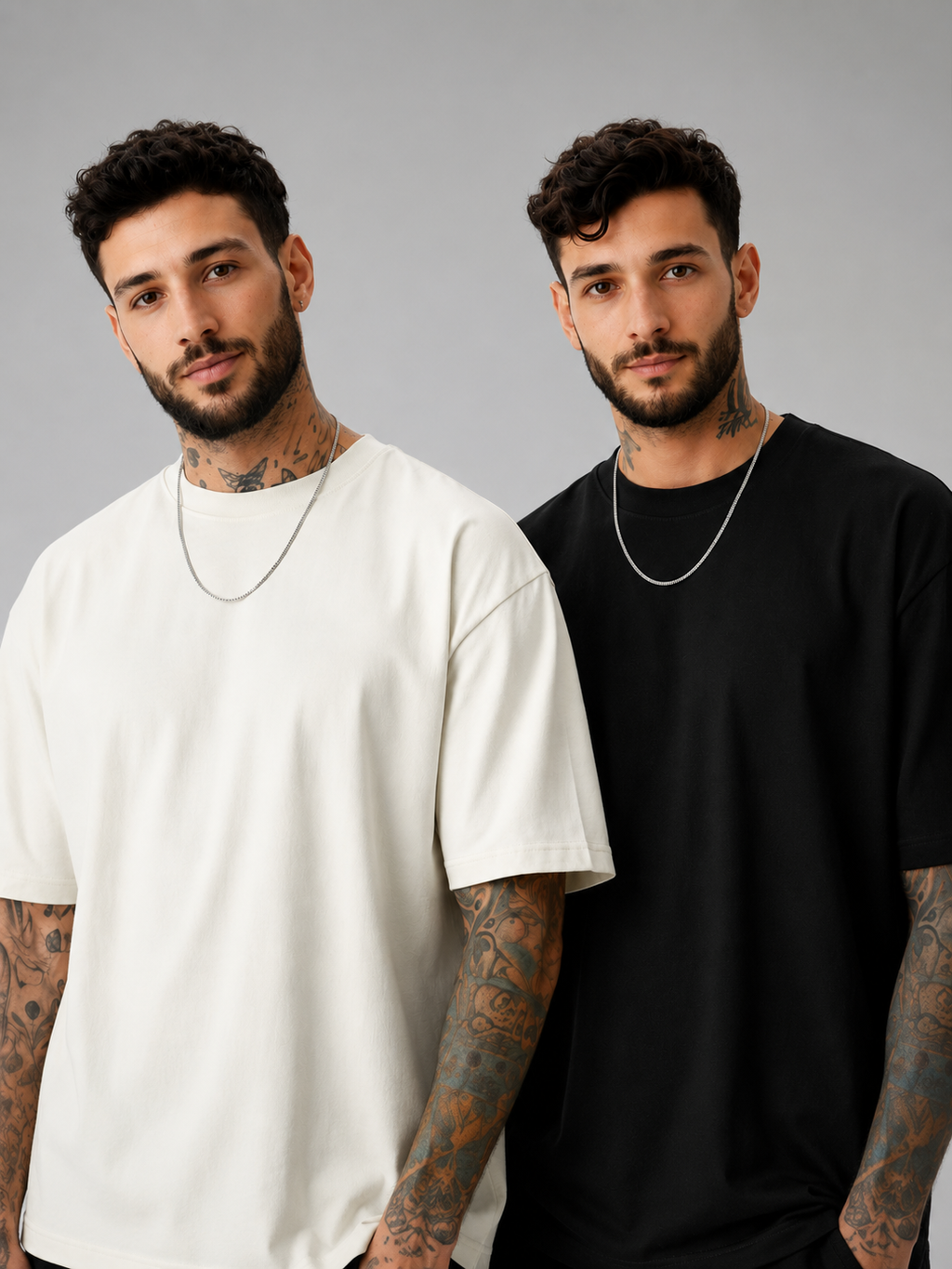 Pack of 2 Plain Tshirt -(Off white, Black)