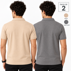 Pack of 2 Polo Tshirts (Beige & Dark Grey) - Deal