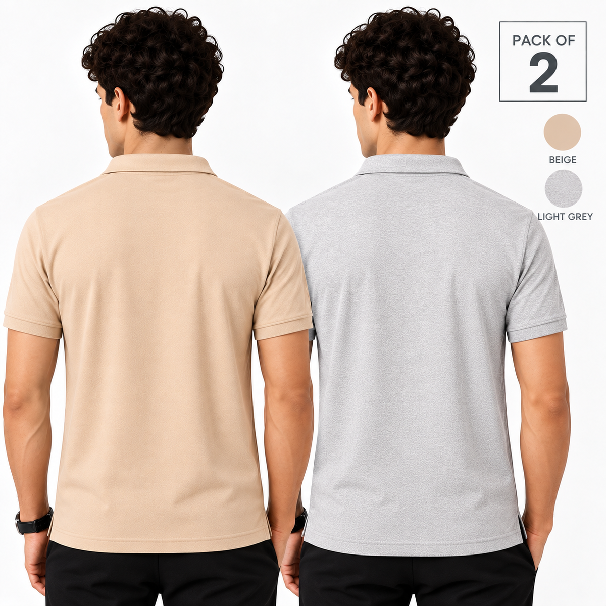 Pack of 2 Polo (Beige & Light Grey) - Deal