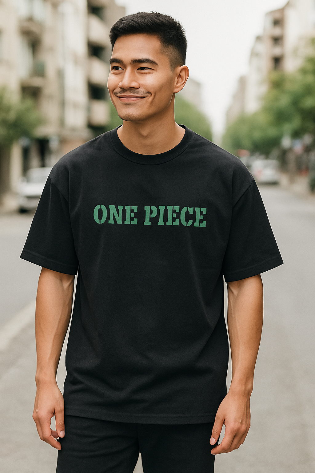 Crazybee backprint  T-shirt- Black one Piece