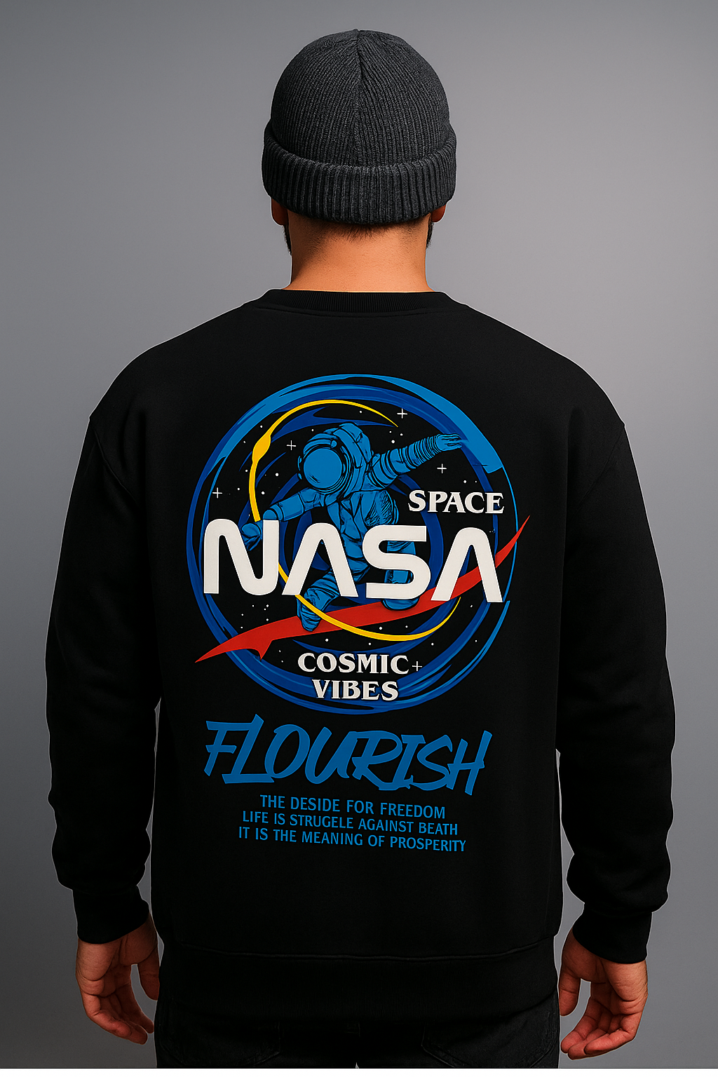 Crazybee Back Print <> Blue Nasa Sweatshirt