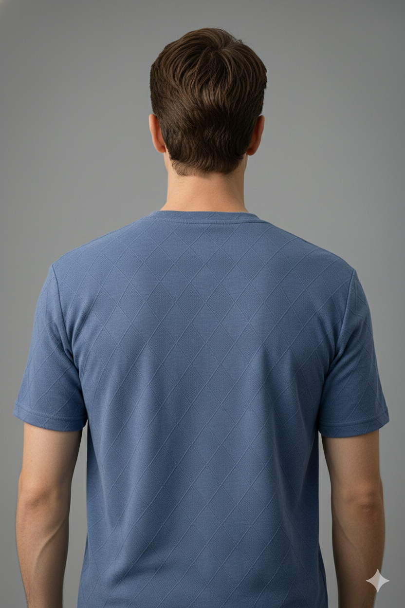 Crazybee T-shirt <> Diamond Texture_Blue