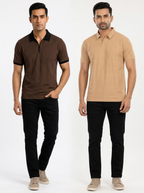 Pack of 2 Polo (Citizen Brown Contrast & Beige Diamond Self) - Deal