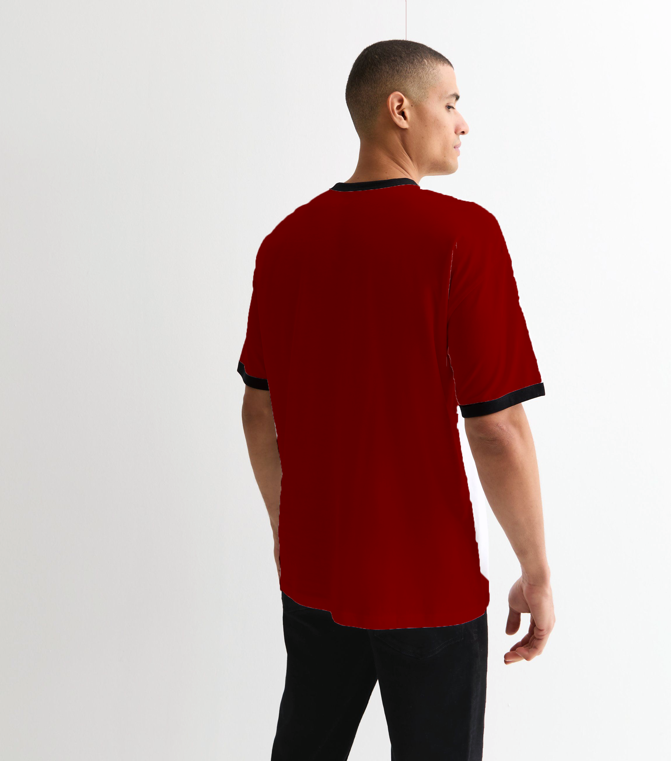 Oversized T shirt Stylish Tshirt - Crazybee - MaroonBlackRim