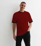 Oversized T shirt Stylish Tshirt - Crazybee - MaroonBlackRim