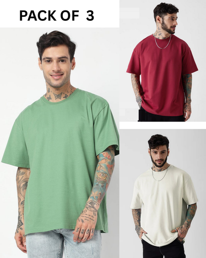PACK OF 3 > (MAROON,GREEN,OFF-WHITE)