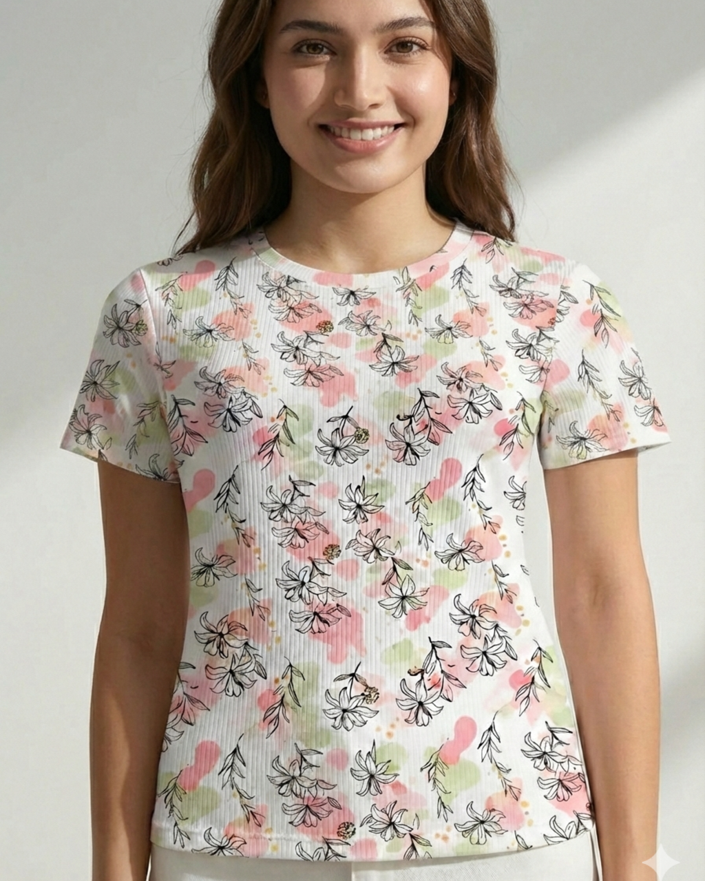 Crazybee <> Cotton Rib Pink Flower