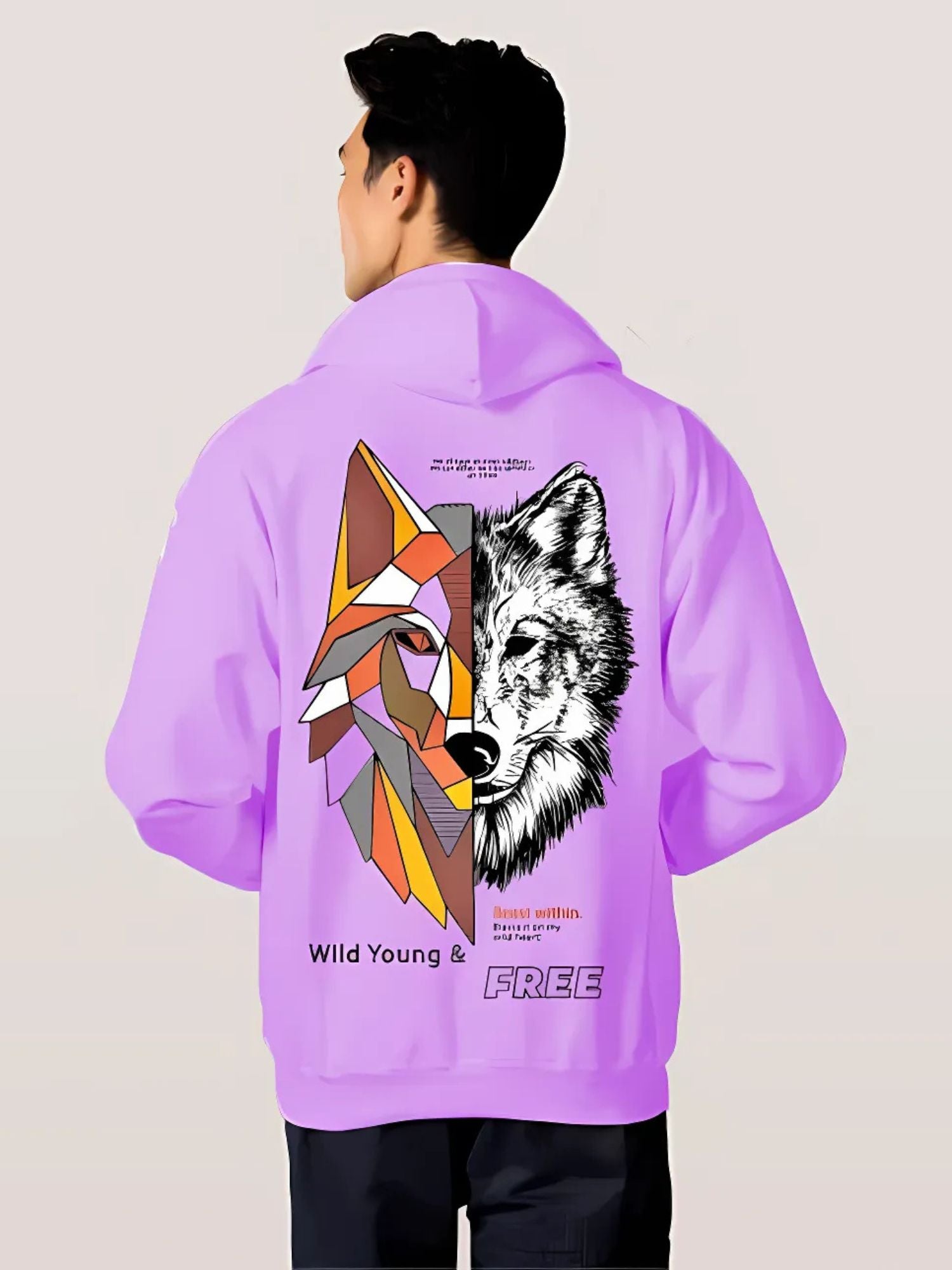 Oversized T shirt Mens Backprinted HOODIES - WILD LAVENDER HOODIE