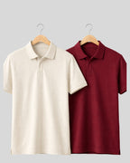 Pack of 2 Offwhite, Maroon t-shirts combo for men - MavinClub