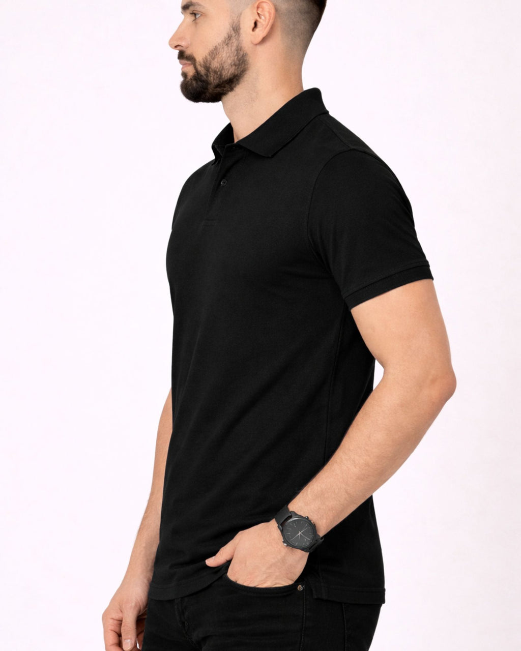 Polo Collar Neck Tshirt - Black